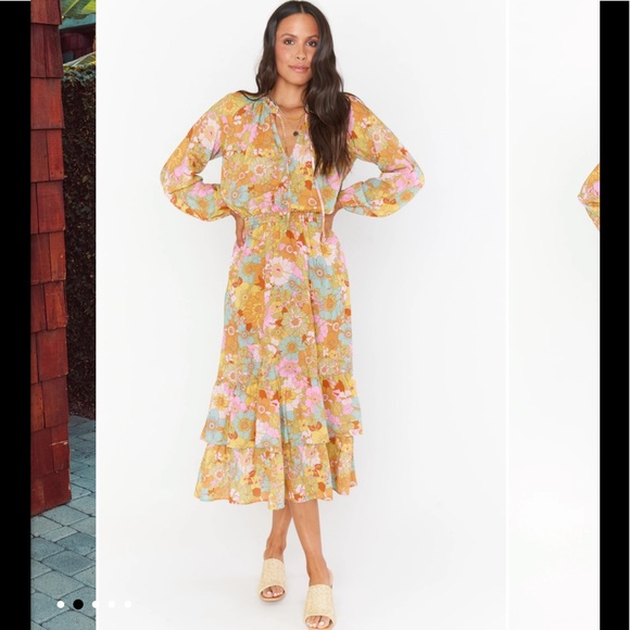Show Me Your Mumu Cait Midi Dress size Small color groovy blooms - Picture 2 of 5